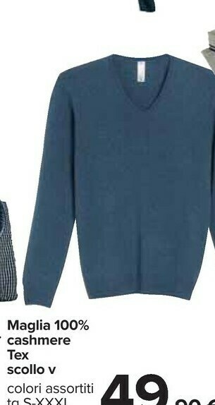 Carrefour Tex Maglia 100% Cashmere Scollo V offerta