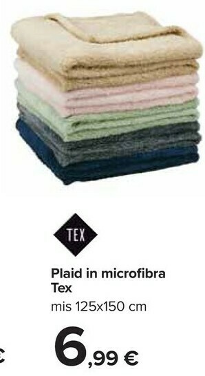 Carrefour Tex Plaid In Microfibra 125x150 Cm offerta