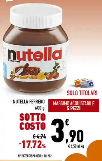 Conad City Nutella Ferrero 600g offerta