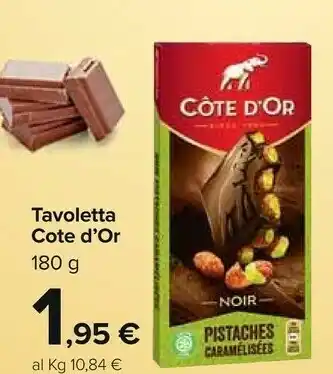 Carrefour Market Cote d'or Tavoletta Noir Pistaches offerta