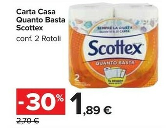 Carrefour Market Scottex Carta Casa Quanto Basta 2 Rotoli offerta