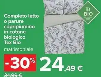 Carrefour Market Tex Bio Completo Letto O Parure Copripiumino In Cotone Biologico offerta