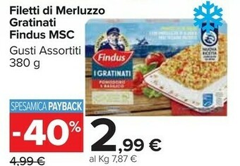 Carrefour Market Findus Filetti Gratinati Di Merluzzo D'Alaska Integrali 380 G(ml) offerta