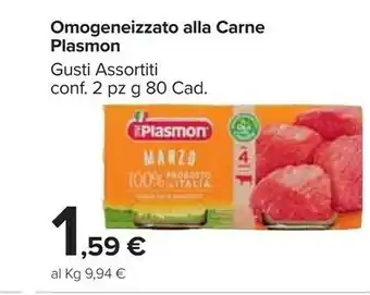 Carrefour Market Plasmon Omogeneizzato Alla Carne offerta
