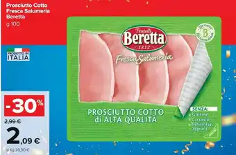 Carrefour Market Beretta Prosciutto Cotto Toast 8 Fette 100 G(ml) offerta