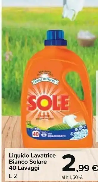 Carrefour Sole Liquido Lavatrice Bianco Solare 2000 Ml offerta