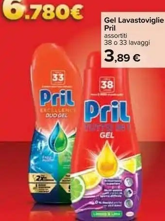 Carrefour Pril Gel Lavastoviglie 33 Lavaggi offerta