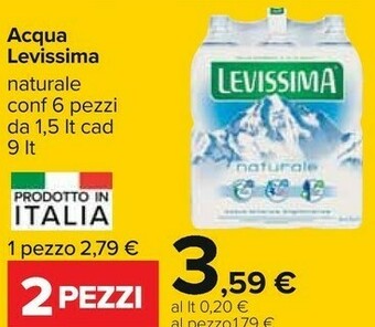 Carrefour Levissima Acqua Minerale Naturale offerta