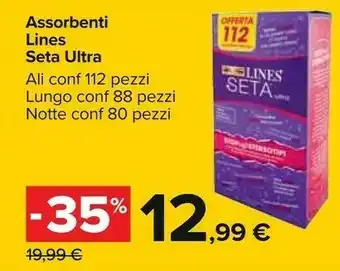 Carrefour Lines Seta Ultra Notte Con Ali Salviettine Detergenti 8 Pezzo(i) offerta