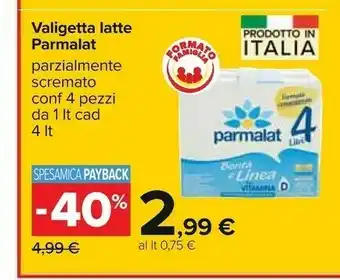 Carrefour Parmalat Valigetta Latte Parzialmente Scremato offerta