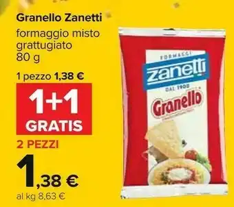 Carrefour Zanetti Granello Formaggio Misto Grattugiato 80 G offerta