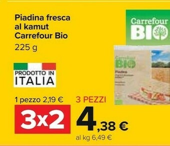 Carrefour Carrefour Bio - Piadina Alla Farina Integrale 225 G(ml) offerta