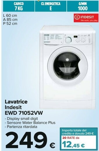 Carrefour Indesit Lavatrice EWD 71052 VW offerta