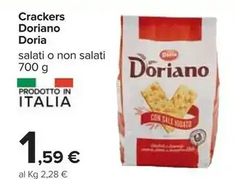 Carrefour Doria No Crackers Salati Senza Granelli Di Sale In Superficie 700 G(ml) offerta