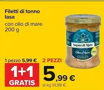 Carrefour Sapori di mare Filetti Di Tonno In Olio Di Oliva 200 G(ml) offerta