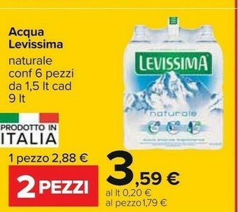 Carrefour Levissima Acqua Minerale Naturale offerta