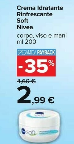 Carrefour Market Nivea Crema Idratante Rinfrescante Soft 200 Ml offerta