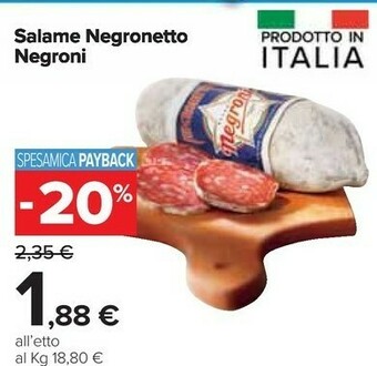 Carrefour Market Negroni Salame Negronetto offerta