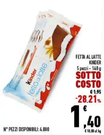 Conad City Kinder Fetta Al Latte 5 pezzi 140g offerta