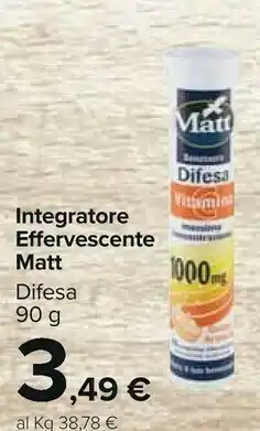 Carrefour Market Matt Integratore Effervescente Difesa offerta