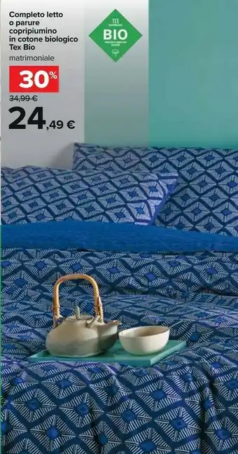 Carrefour Market Completo Letto/ Parure Copripiumino In Cotone Biologico Tex Bio offerta