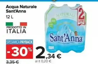 Carrefour Sant'anna Acqua Minerale Naturale offerta