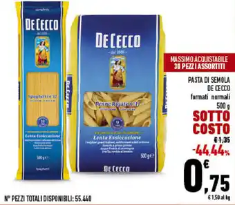 Conad City De Cecco pasta di Semola 500g offerta