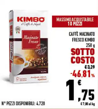 Conad City Kimbo Caffè Macinato fresco 250g offerta