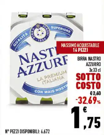 Conad City Nastro Azzurro Birra 3x33cl offerta