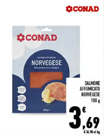 Conad City Conad Salmone Affumicato Norvegese 100g offerta