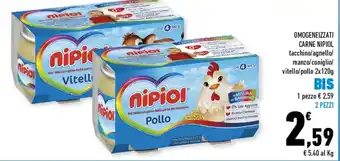 Conad Superstore Nipiol Omogeneizzati Carne 2x120g offerta