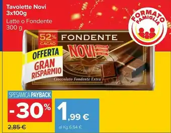 Carrefour Novi Cioccolato Fondente Extra 100 G(ml) offerta
