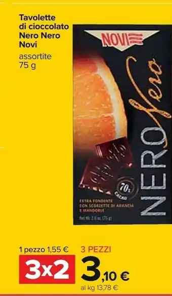 Carrefour Novi Tavolette Di Cioccolato Nero Nero 70% Cacao 75 G offerta