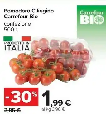 Carrefour Carrefour Bio - Pomodoro Ciliegino BIO Varietà Tomito 500 G(ml) offerta
