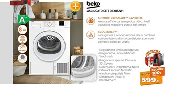 Expert Beko Asciugatrice TDEX832WI offerta