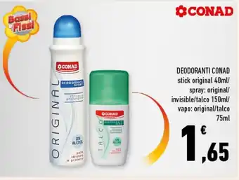 Conad Superstore Deodoranti Conad Stick Original 40ml offerta