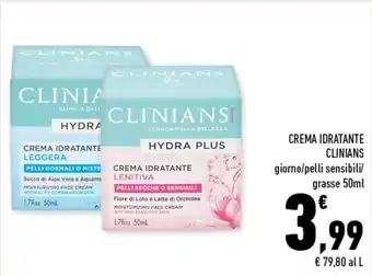 Conad Superstore Clinians Crema Idratante Giorno/Pelli Sensibili/Grasse 50ml offerta
