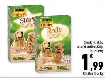 Conad Superstore Snack Friskies Rotolini/Stelline 320g/ Cuori 350g offerta