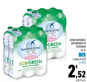 Conad Superstore Ecogreen Acqua Naturale San Benedetto 6x 2L offerta