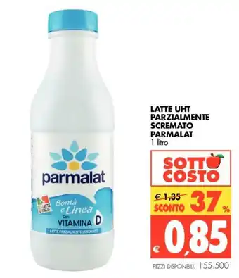 Tigros Parmalat Latte UHT Parzialmente Scremato 1 litro offerta