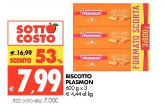 Tigros Plasmon Biscotto 600 g x 3 offerta