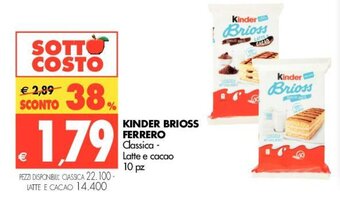 Tigros Ferrero Kinder Brioss Classica - Latte e Cacao 10 pz offerta