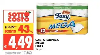 Tigros Foxy Carta Igienica Mega 12 pz offerta