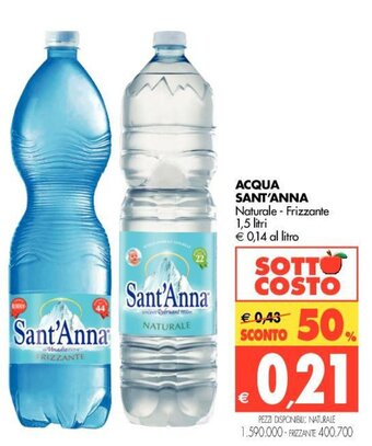 Tigros Sant'Anna Acqua Naturale Frizzante 1,5 litri offerta