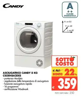 Asciugatrice Candy 8 kg CSOEH8A2DES