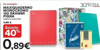 Coop Pigna Maxiquaderno Monocromo 100 Grammi offerta
