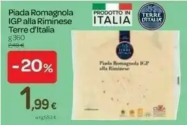 Carrefour Terre d'Italia Piada Romagnola Alla Riminese 360 G(ml) offerta