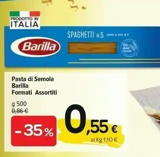 Carrefour Barilla Spaghetti N.5 Integrale 500 G(ml) offerta