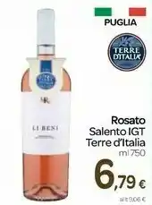 Carrefour Terre d'Italia Rosato Salento Igt offerta