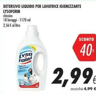Coop Lysoform Detersivo Liquido Per Lavatrice Igienizzante offerta
